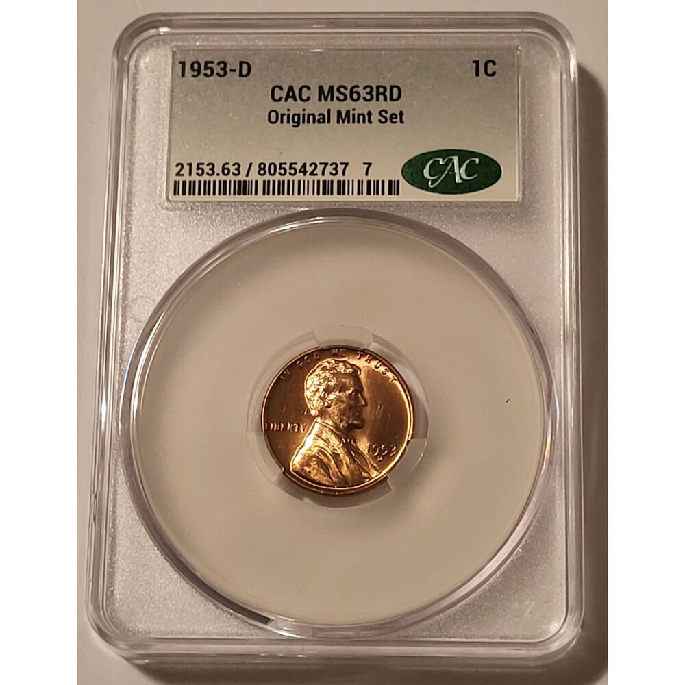 1953 D Lincoln Wheat Cent MS63 RED CACG